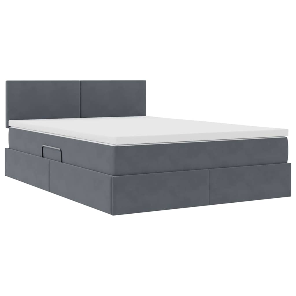 Lit de Rangement avec matelas Gris foncé 140 x 190 cm Velours - XIOS