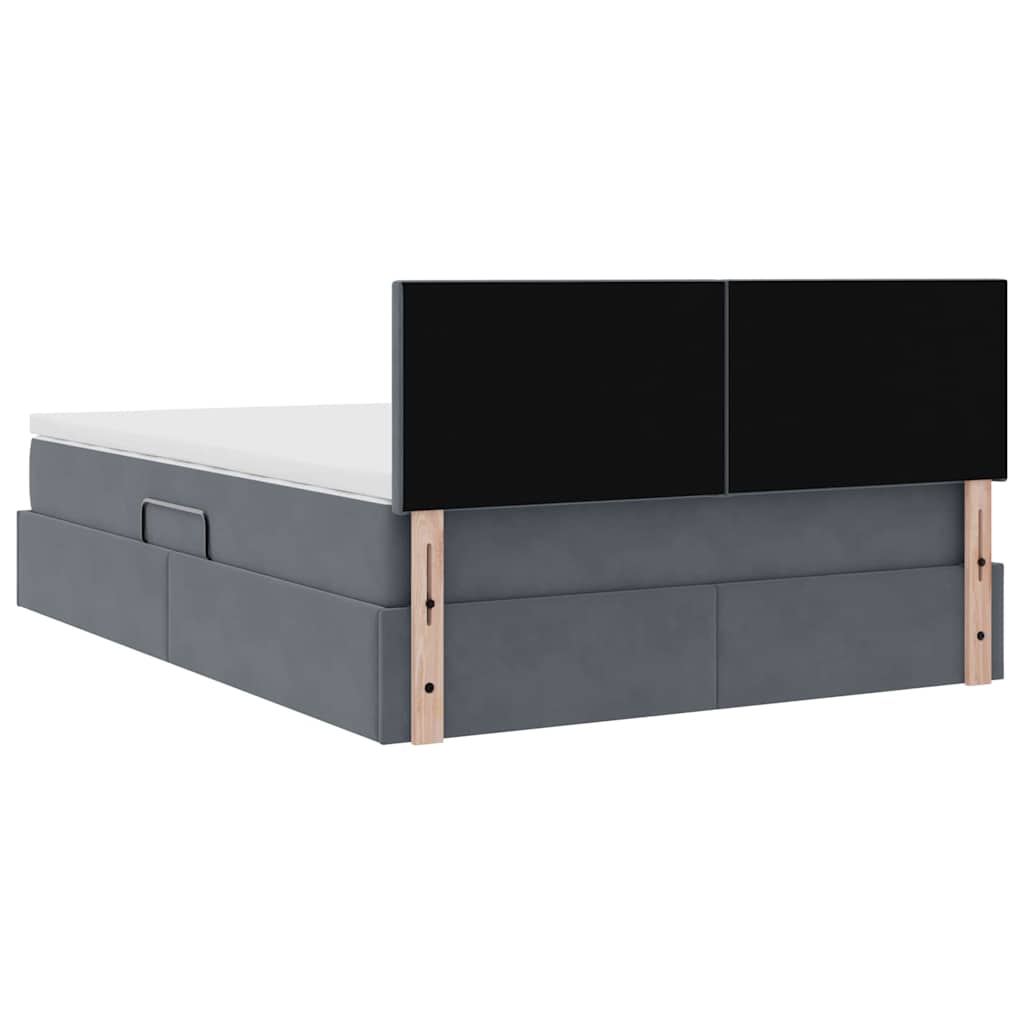 Lit de Rangement avec matelas Gris foncé 140 x 190 cm Velours - XIOS