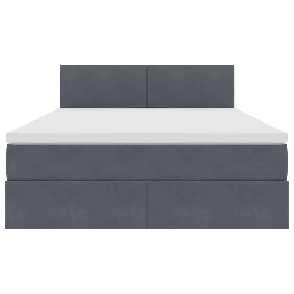 Lit de Rangement avec matelas Gris foncé 140 x 190 cm Velours - XIOS