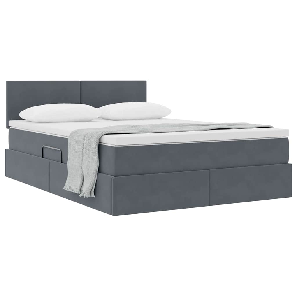 Lit de Rangement avec matelas Gris foncé 140 x 200 cm Velours - XIOS