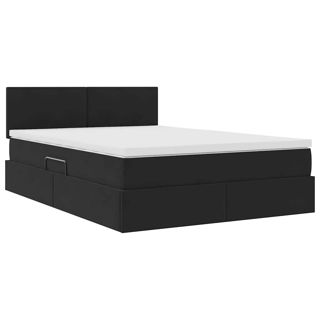 Lit de Rangement avec matelas Noir 140 x 200 cm Velours - XIOS