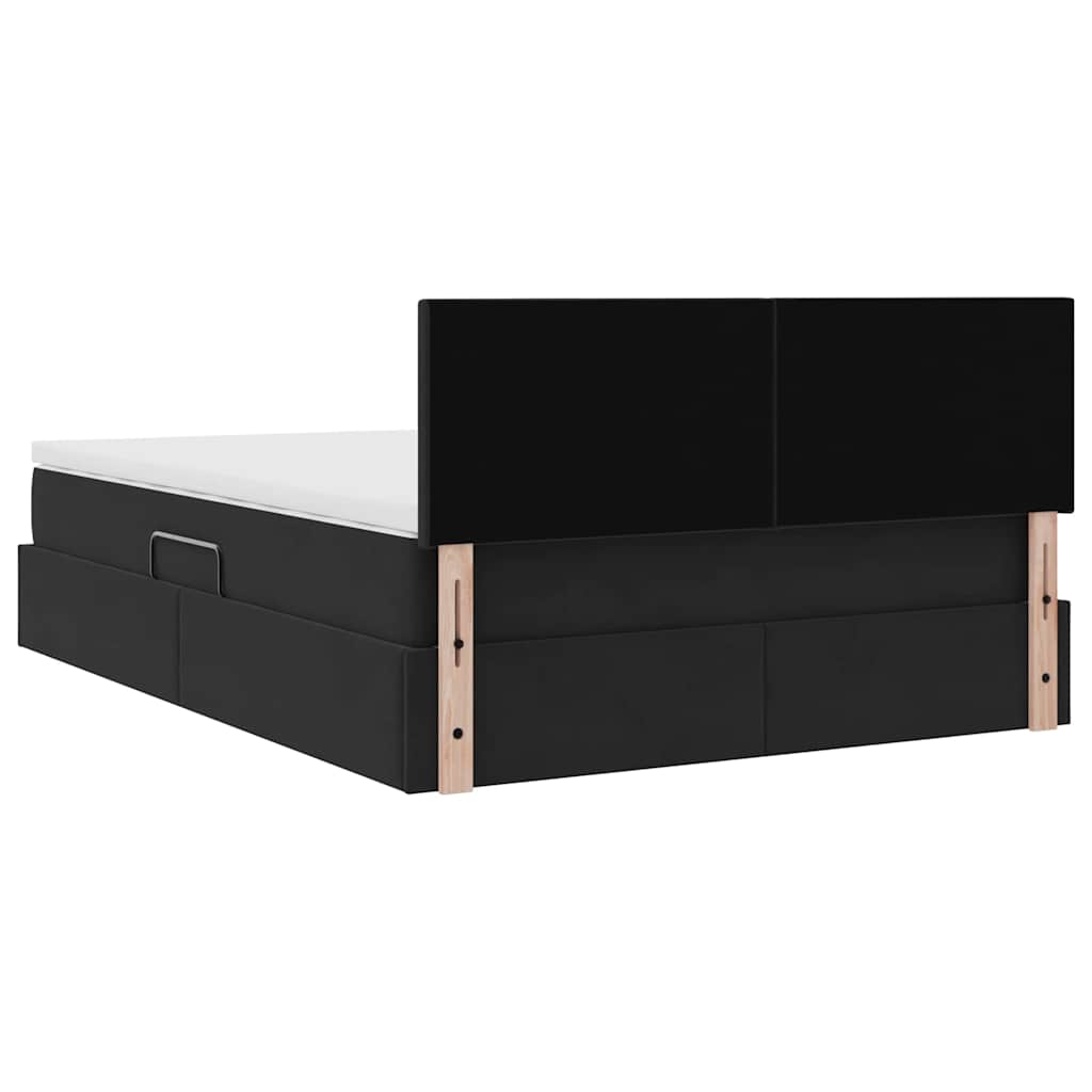 Lit de Rangement avec matelas Noir 140 x 200 cm Velours - XIOS