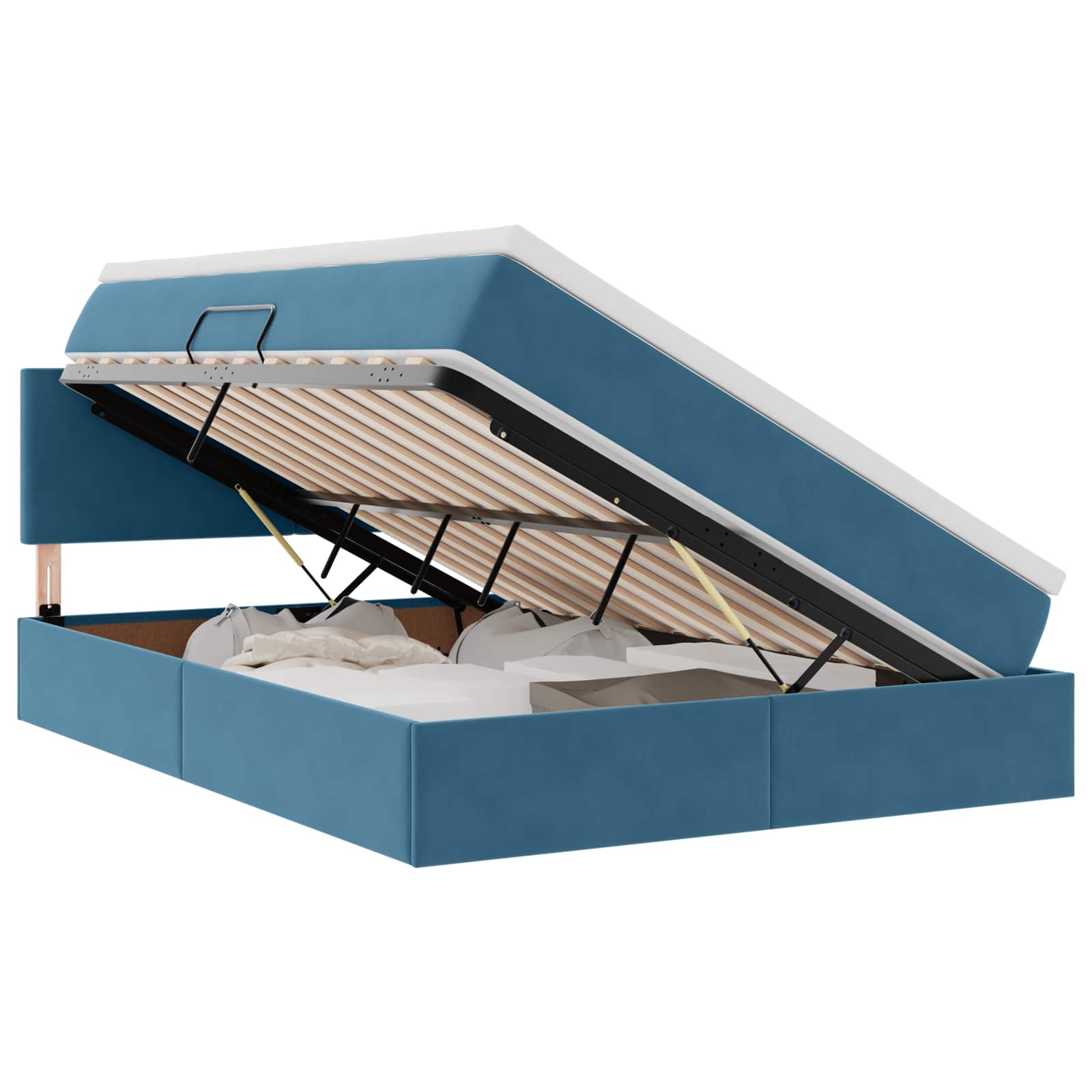 Lit de Rangement avec matelas Bleu foncé 140 x 200 cm Velours - XIOS