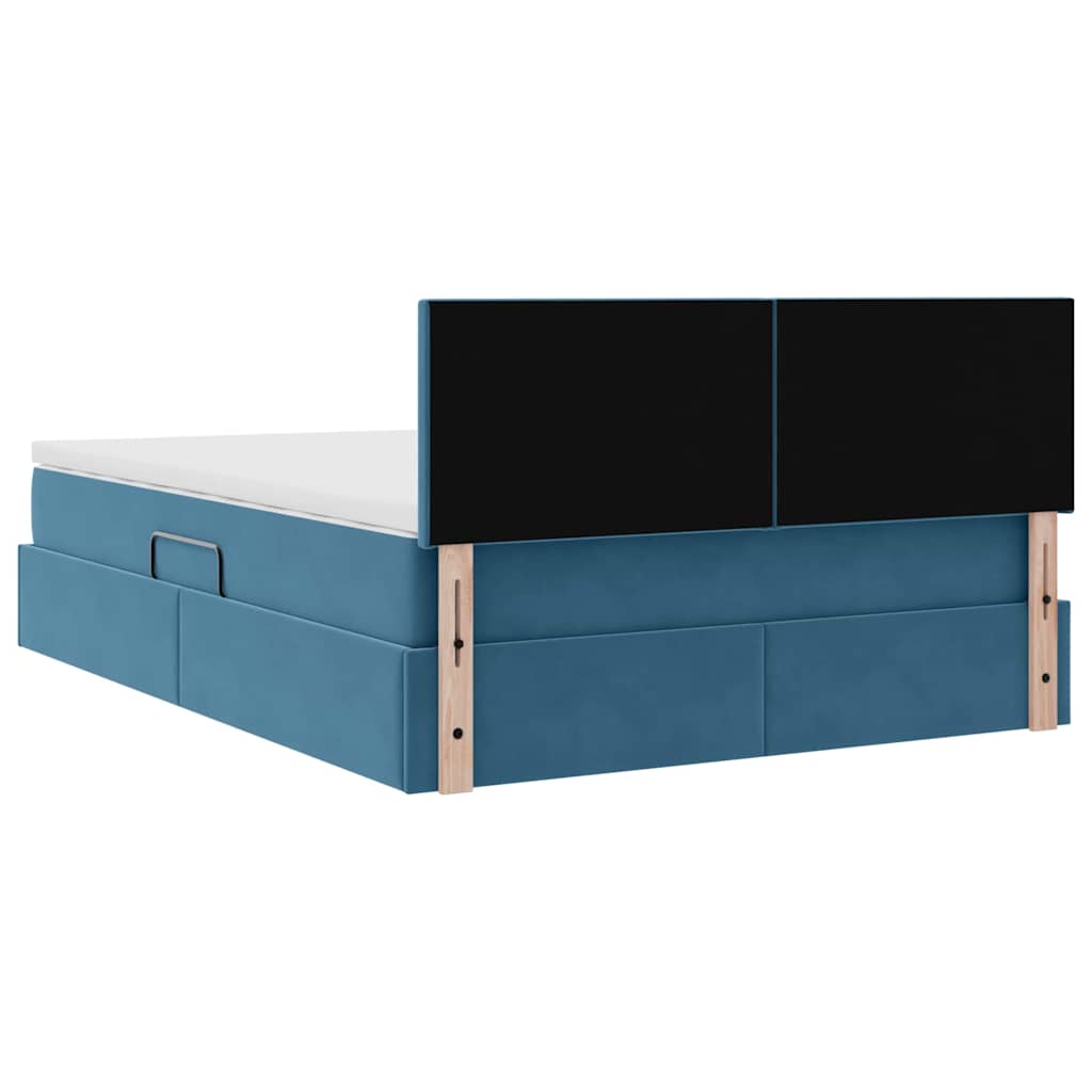 Lit de Rangement avec matelas Bleu foncé 140 x 200 cm Velours - XIOS