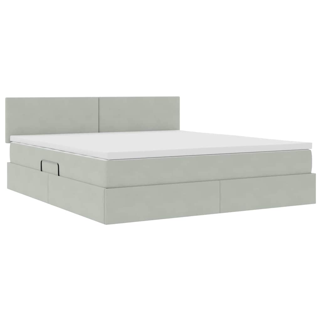 Lit de Rangement avec matelas Gris clair 160 x 200 cm Velours - XIOS