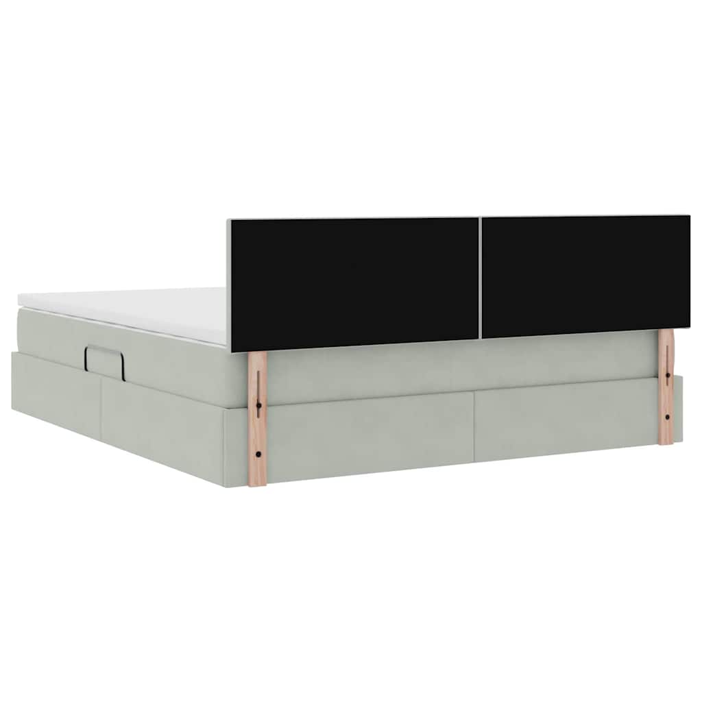 Lit de Rangement avec matelas Gris clair 160 x 200 cm Velours - XIOS