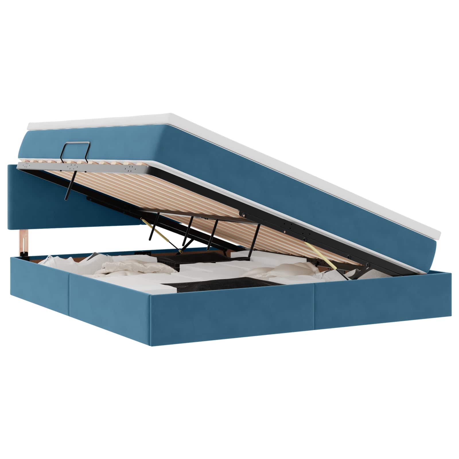 Lit de Rangement avec matelas Bleu foncé 160 x 200 cm Velours
