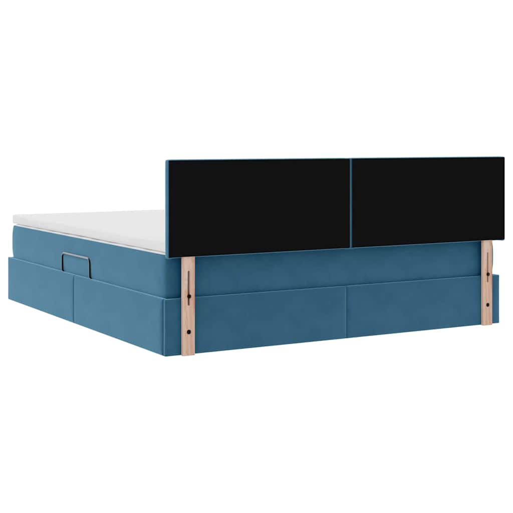 Lit de Rangement avec matelas Bleu foncé 160 x 200 cm Velours