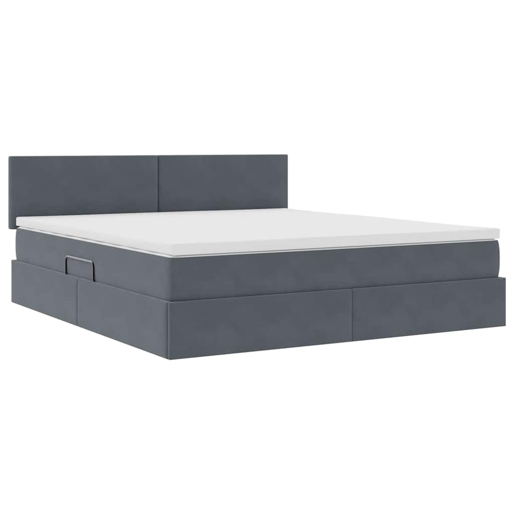 Lit de Rangement avec matelas Gris foncé 180 x 200 cm Velours - XIOS