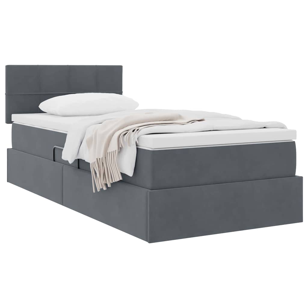 Lit de Rangement avec matelas Gris foncé 90 x 190 cm Velours - XIOS