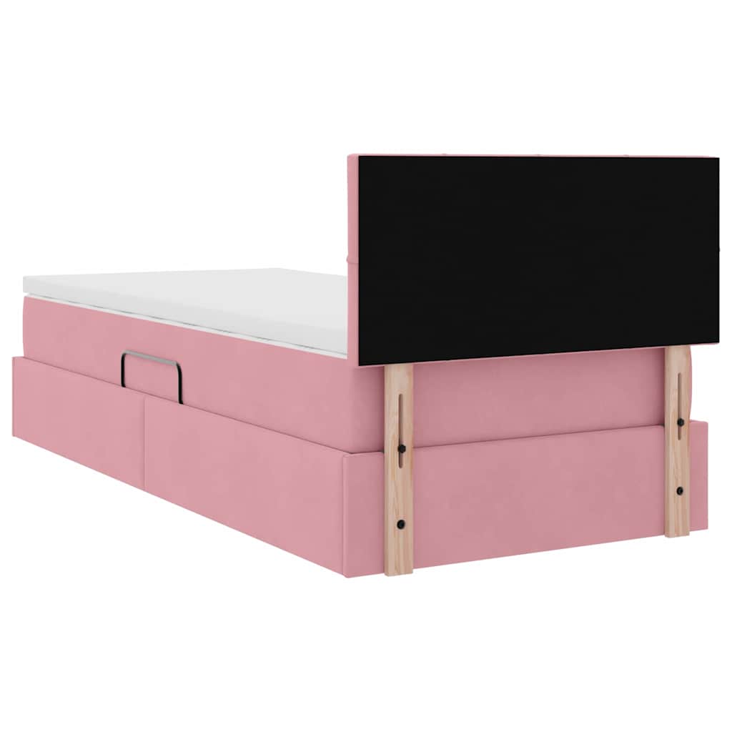 Lit de Rangement avec tête de lit Rose 100 x 200 cm Velours