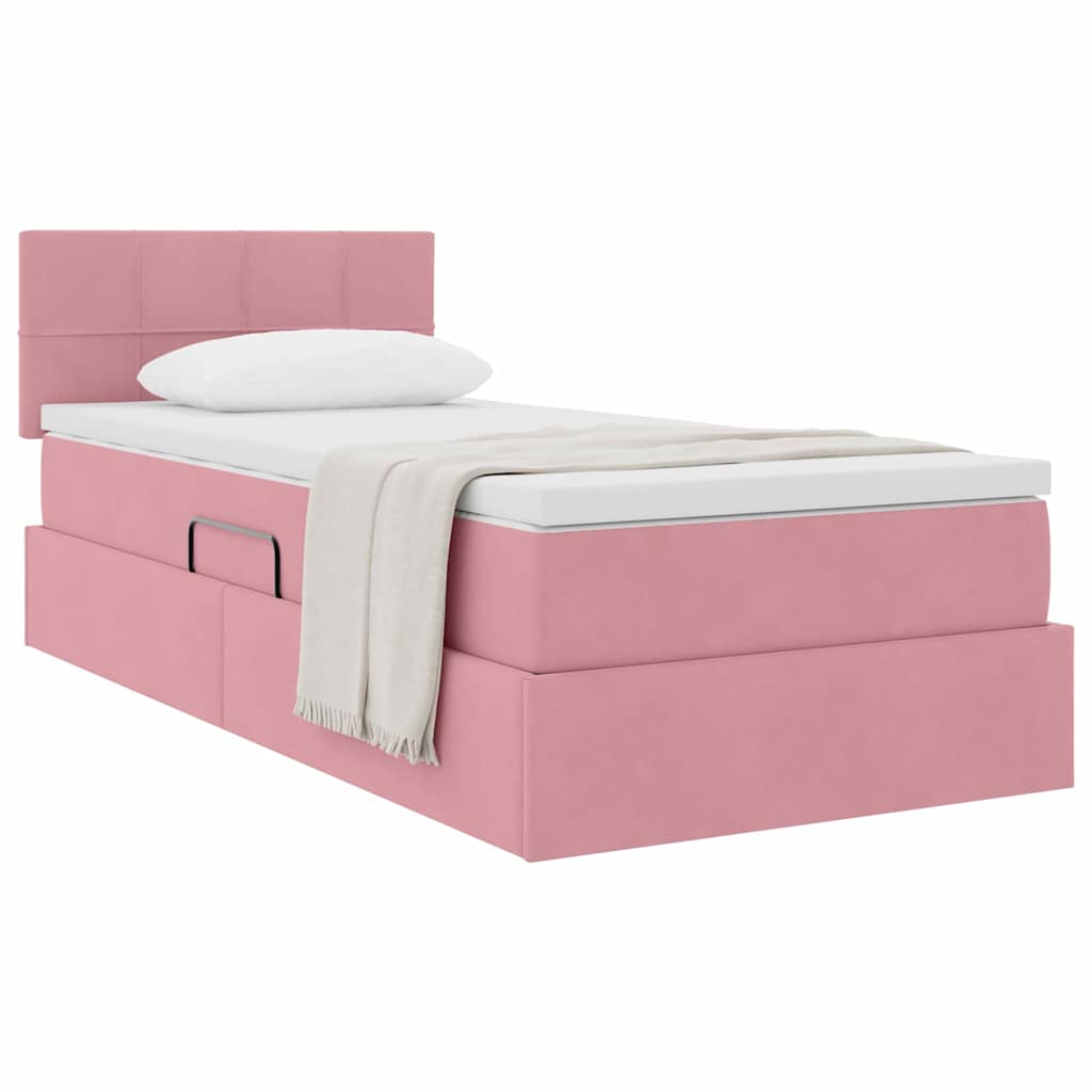 Lit de Rangement avec tête de lit Rose 100 x 200 cm Velours
