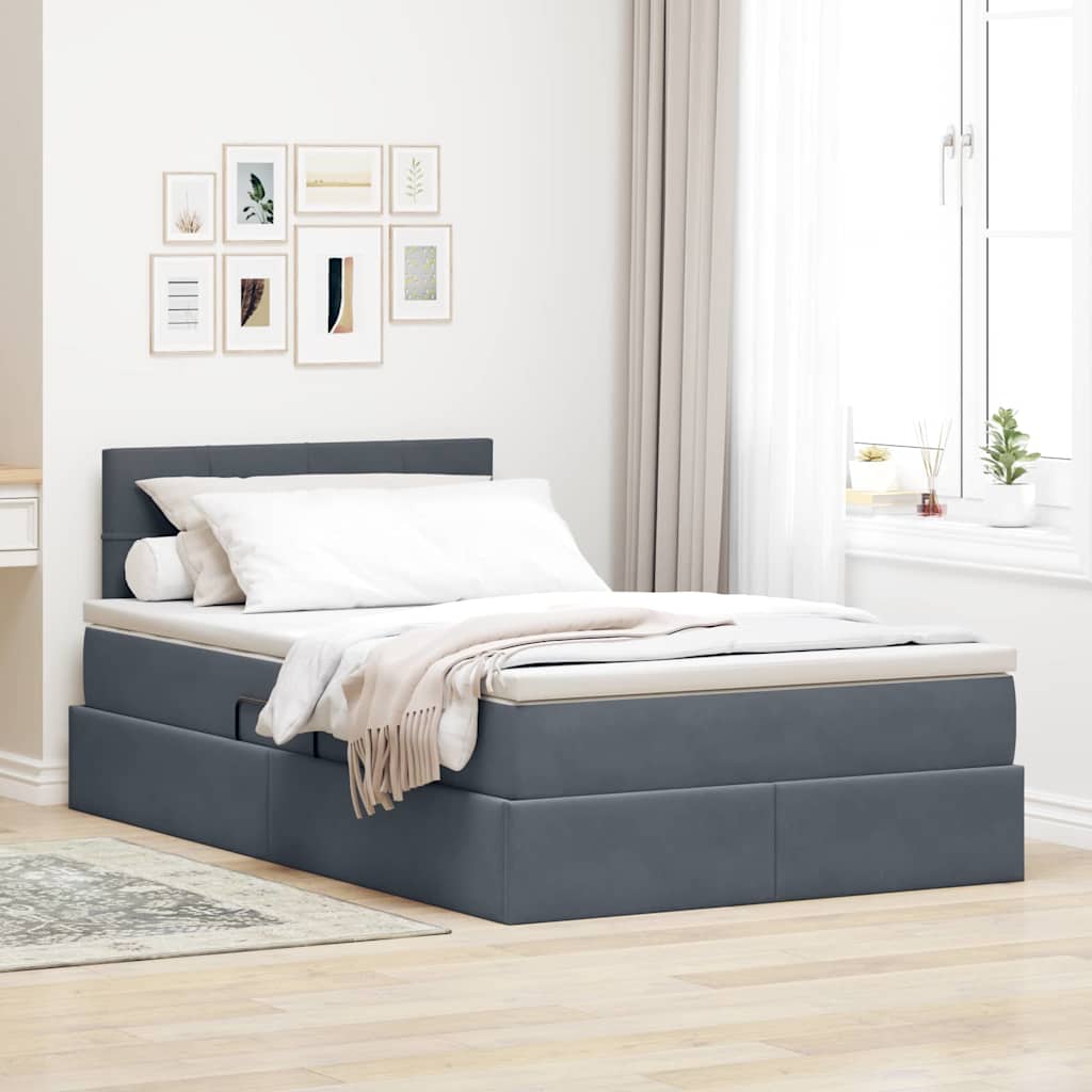 Lit de Rangement avec matelas Gris foncé 120 x 200 cm Velours - XIOS