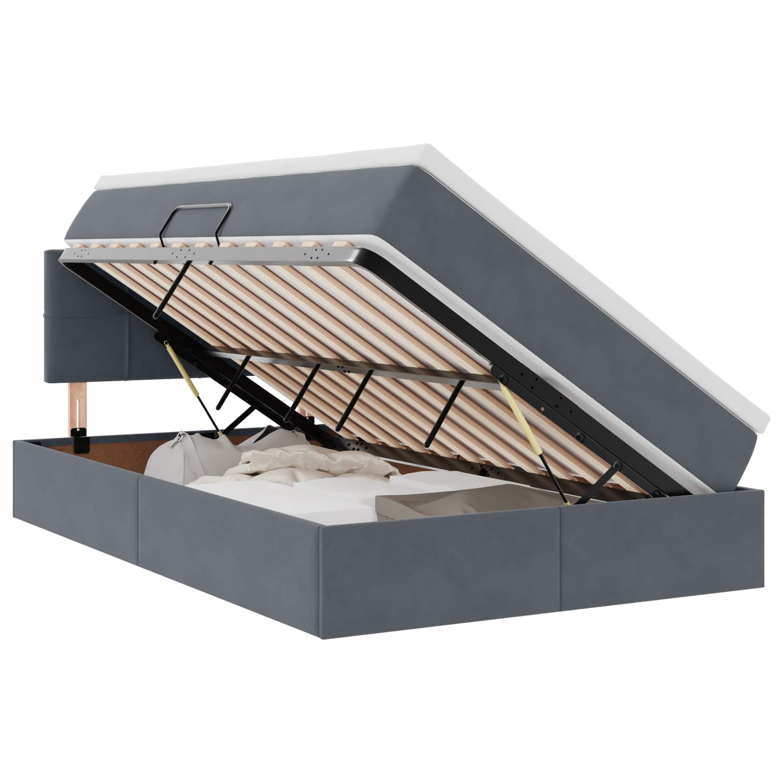 Lit de Rangement avec matelas Gris foncé 120 x 200 cm Velours - XIOS