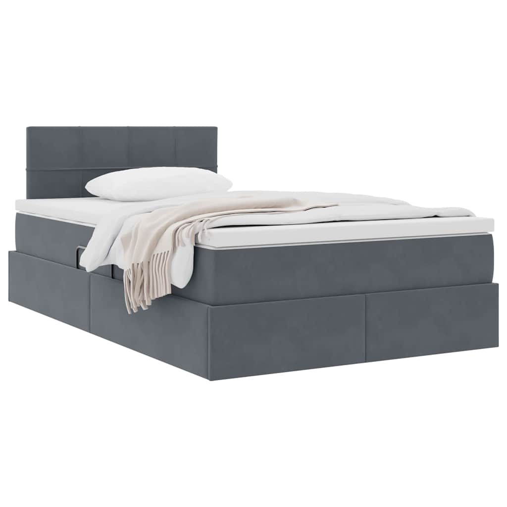 Lit de Rangement avec matelas Gris foncé 120 x 200 cm Velours - XIOS