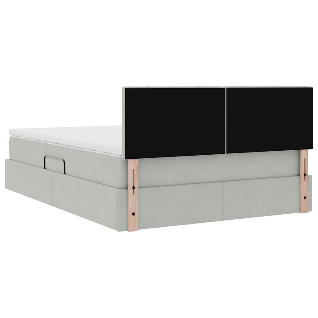 Lit de Rangement Gris clair 140 x 190 cm Velours
