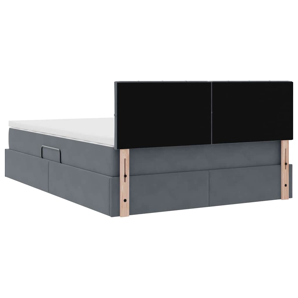 Lit de Rangement avec matelas Gris foncé 140 x 190 cm Velours - XIOS