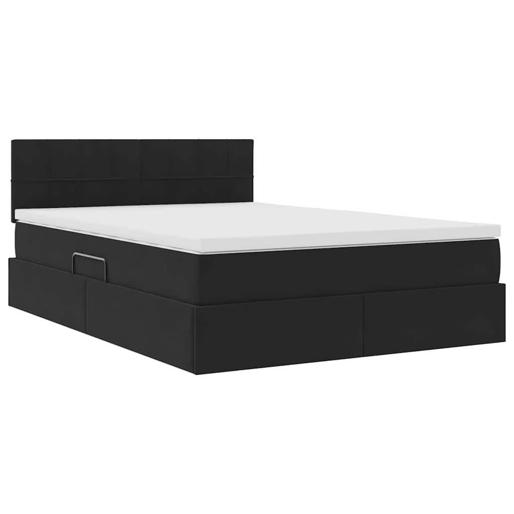 Lit de Rangement avec matelas Noir 140 x 190 cm Velours - XIOS