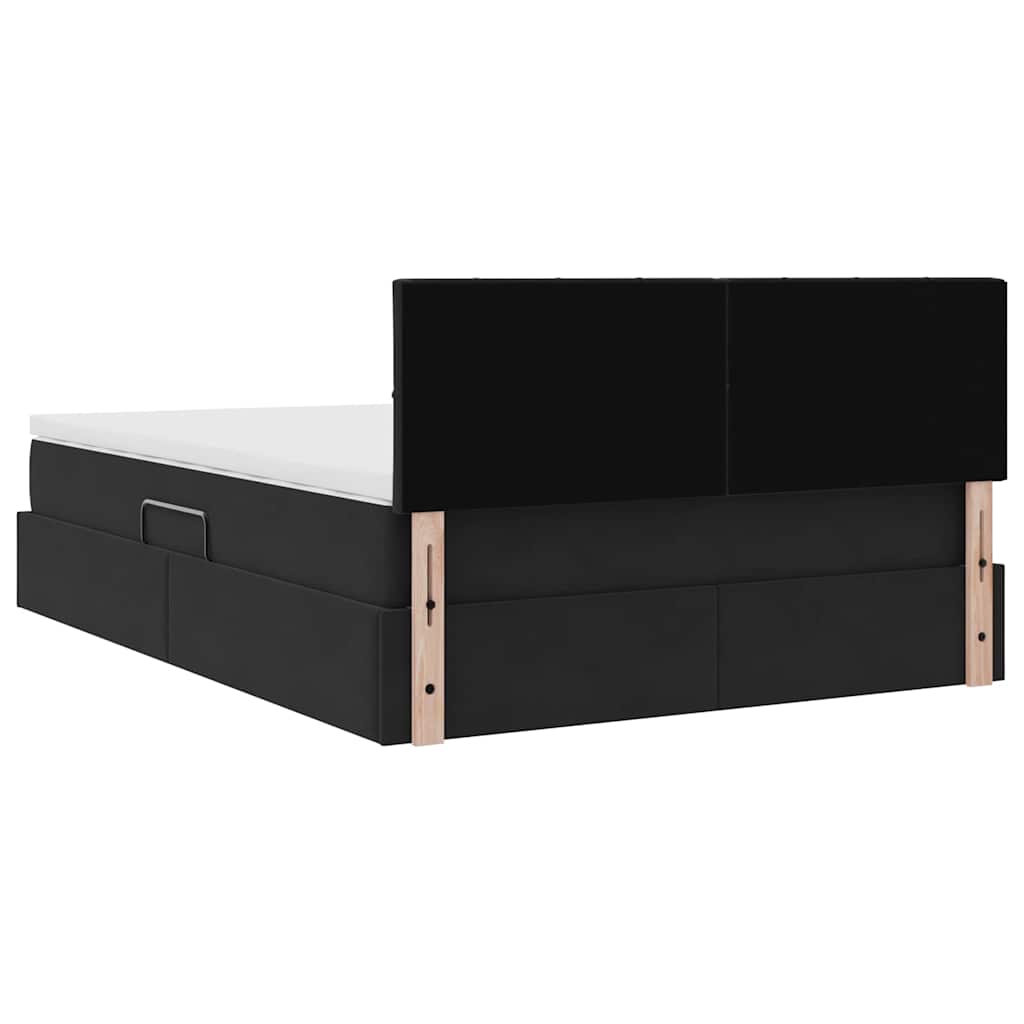 Lit de Rangement avec matelas Noir 140 x 190 cm Velours - XIOS