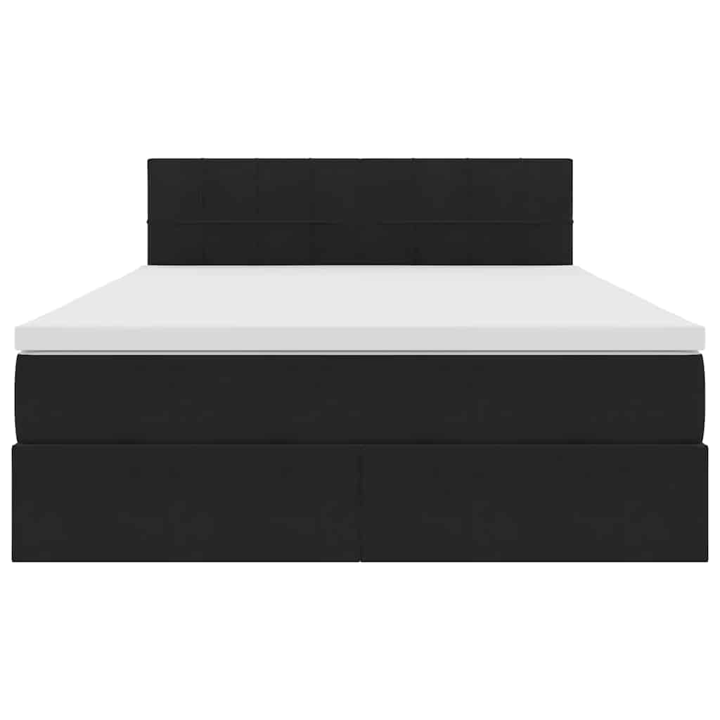 Lit de Rangement avec matelas Noir 140 x 190 cm Velours - XIOS