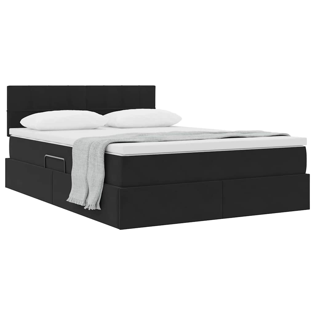 Lit de Rangement avec matelas Noir 140 x 190 cm Velours - XIOS