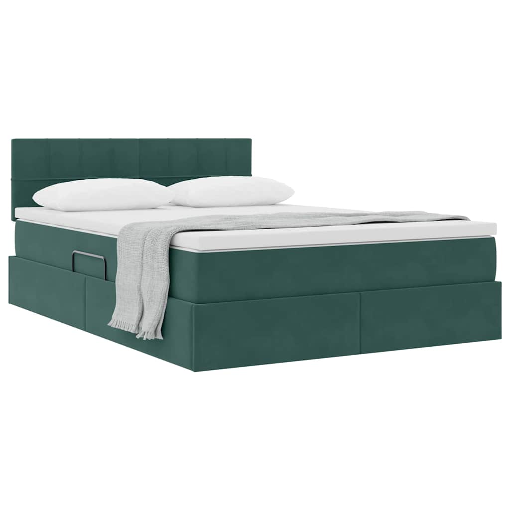 Lit de Rangement avec matelas Vert foncé 140 x 190 cm Velours - XIOS