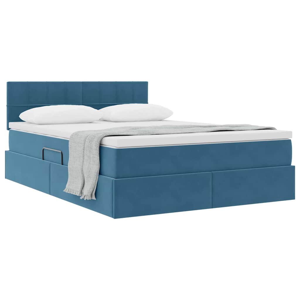 Lit de Rangement Bleu foncé 140 x 200 cm Velours