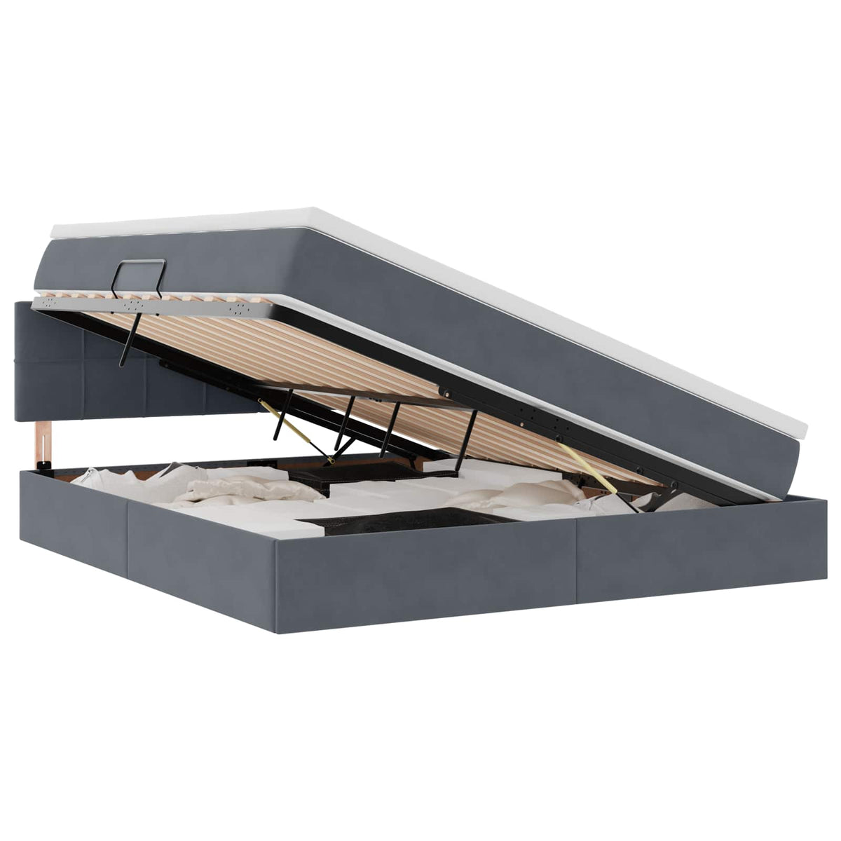 Lit de Rangement Gris foncé 160 x 200 cm Velours
