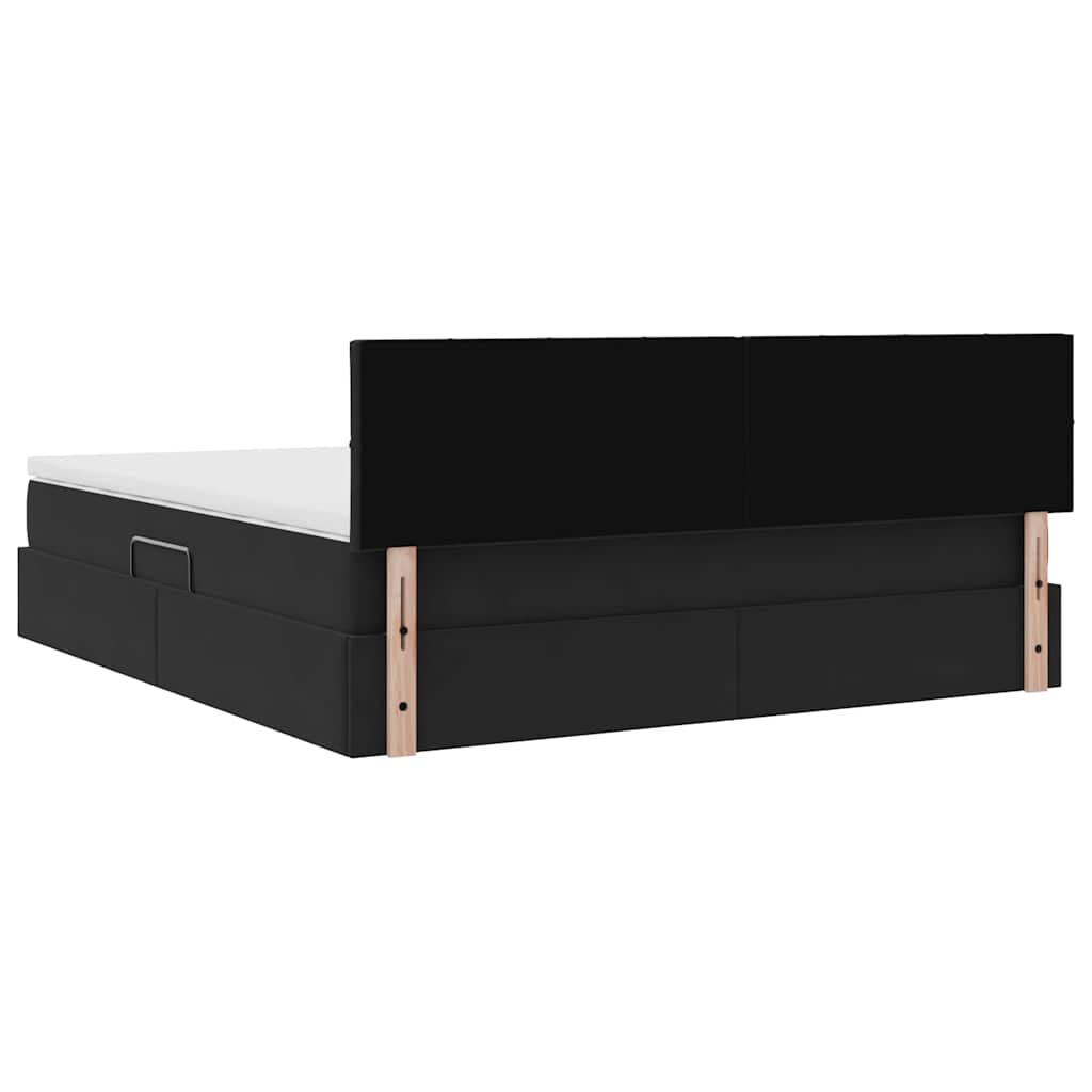 Lit de Rangement avec matelas Noir 160 x 200 cm Velours - XIOS