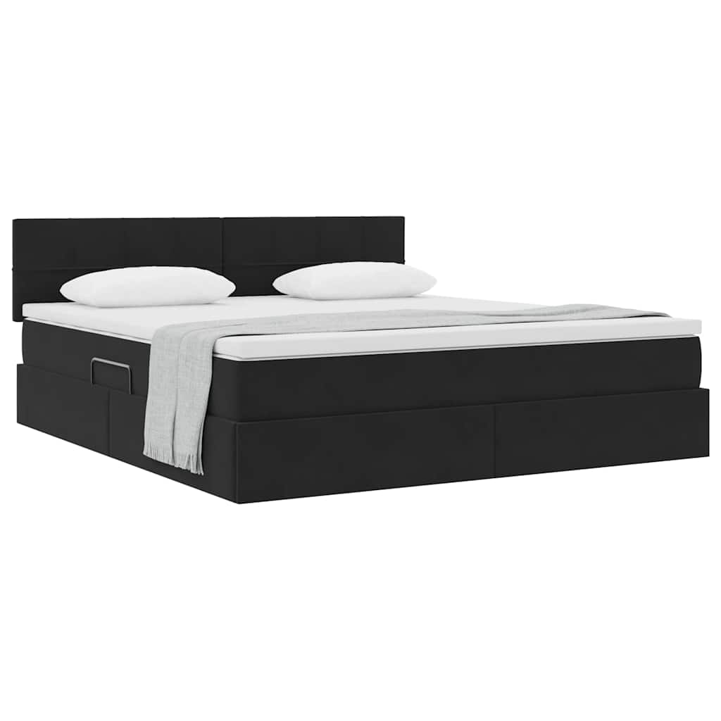 Lit de Rangement avec matelas Noir 160 x 200 cm Velours - XIOS