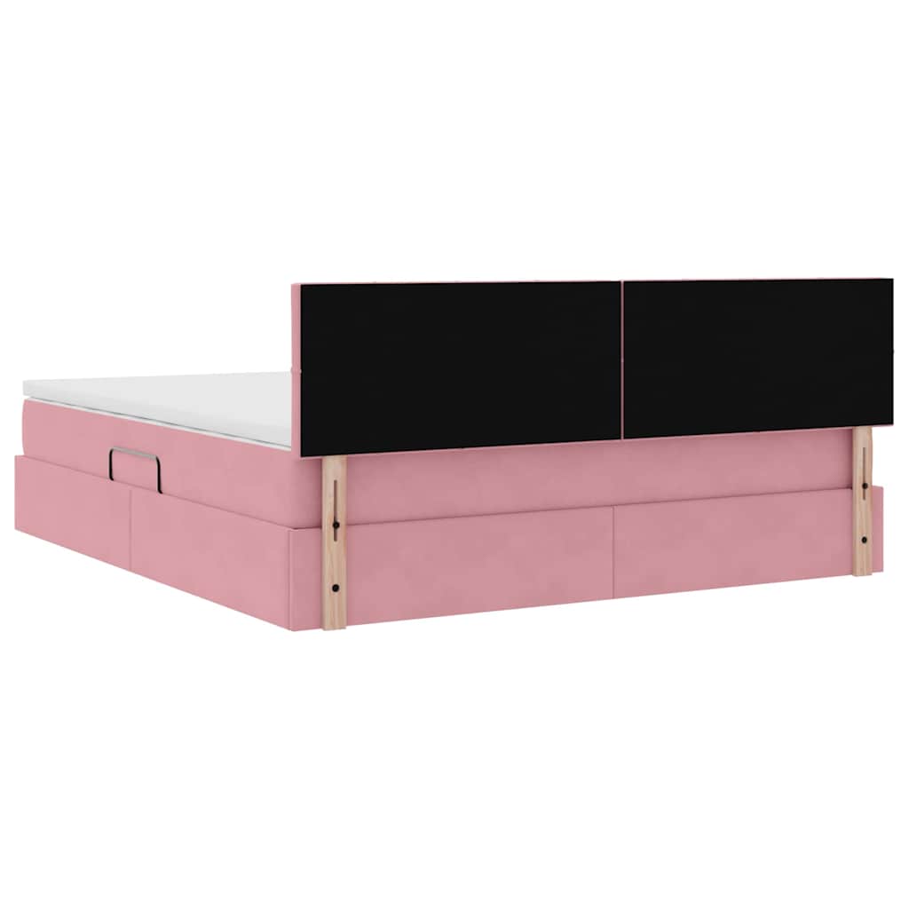 Lit de Rangement avec matelas Rose 160 x 200 cm Velours - XIOS