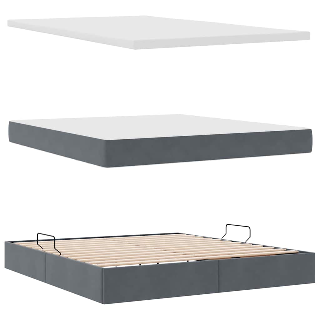 Lit de Rangement avec matelas Gris foncé 180 x 200 cm Velours - XIOS