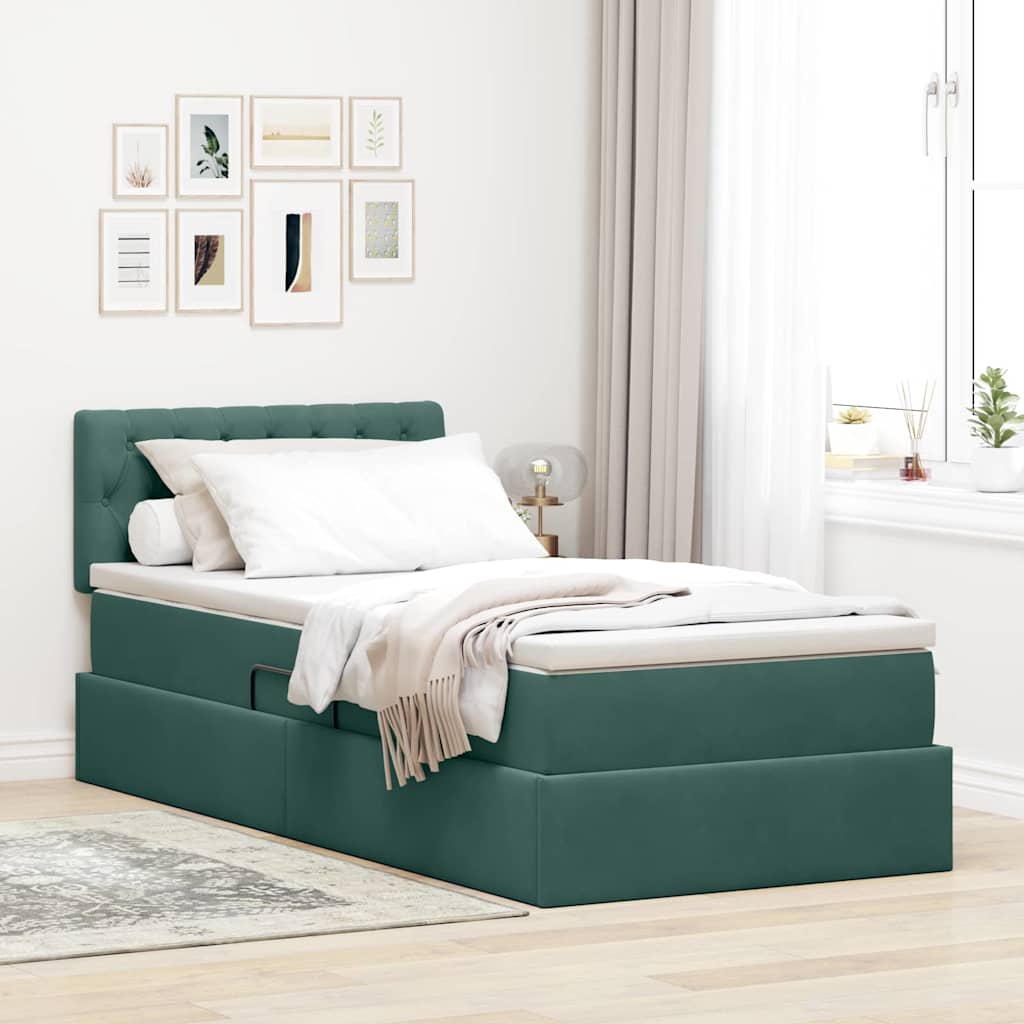 Lit de Rangement avec matelas Vert foncé 90 x 190 cm Velours - XIOS