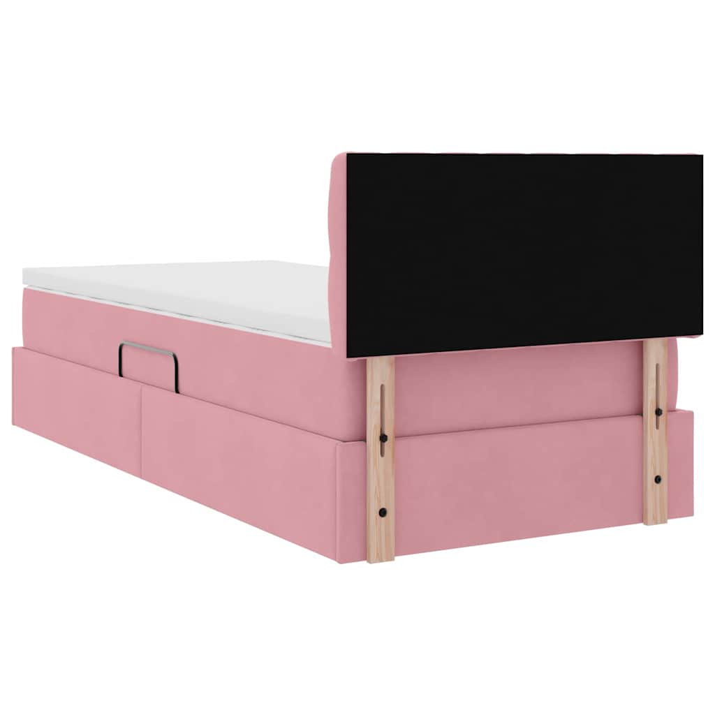 Lit de Rangement avec tête de lit Rose 90 x 190 cm Velours