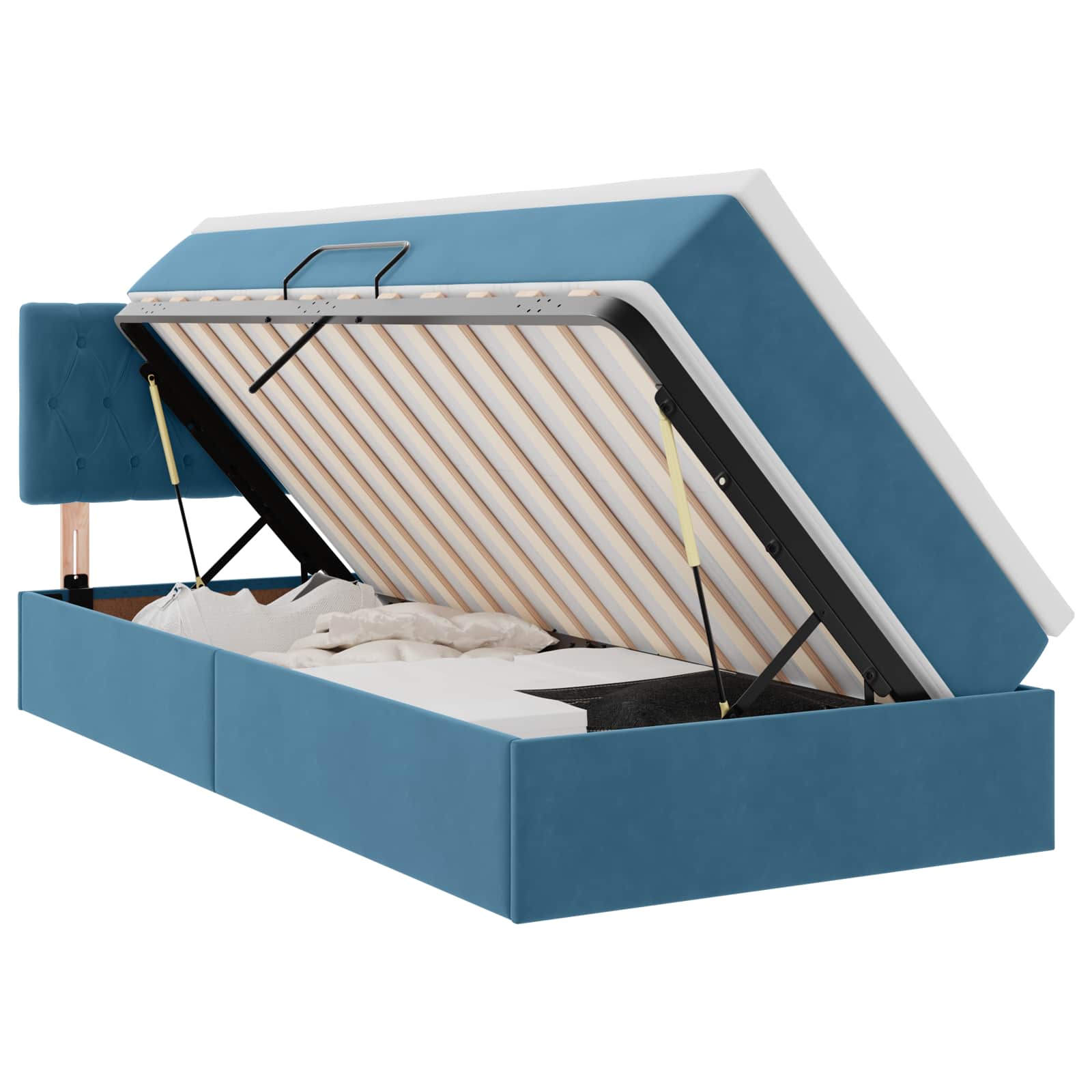 Lit de Rangement avec matelas Bleu foncé 90 x 200 cm Velours - XIOS
