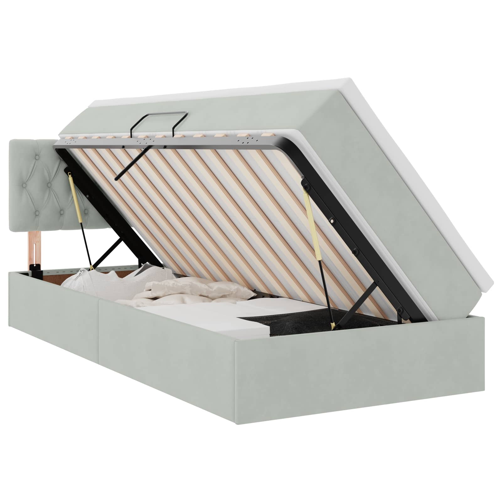 Lit de Rangement Gris clair 100 x 200 cm Velours