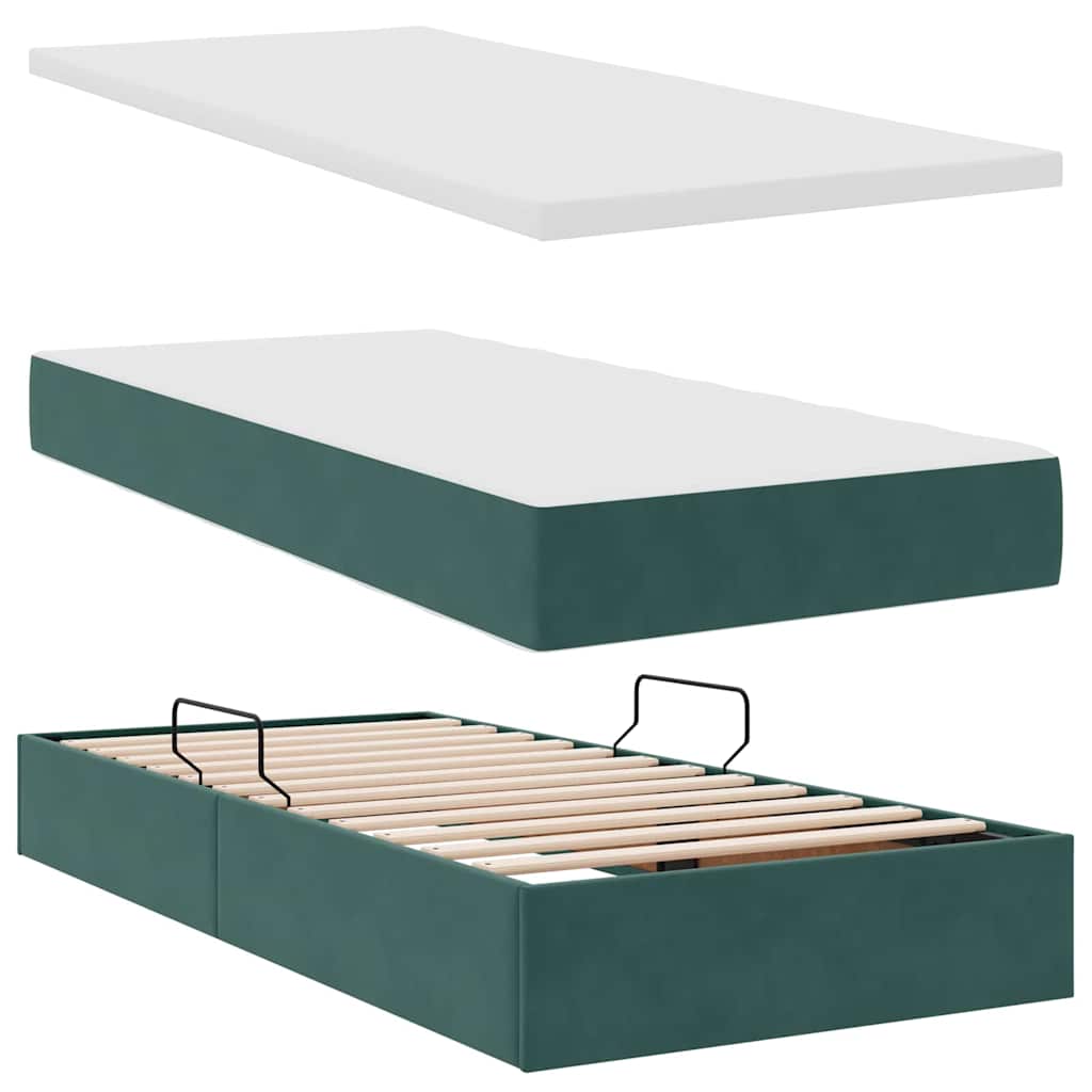 Lit de Rangement avec matelas Vert foncé 100 x 200 cm Velours - XIOS