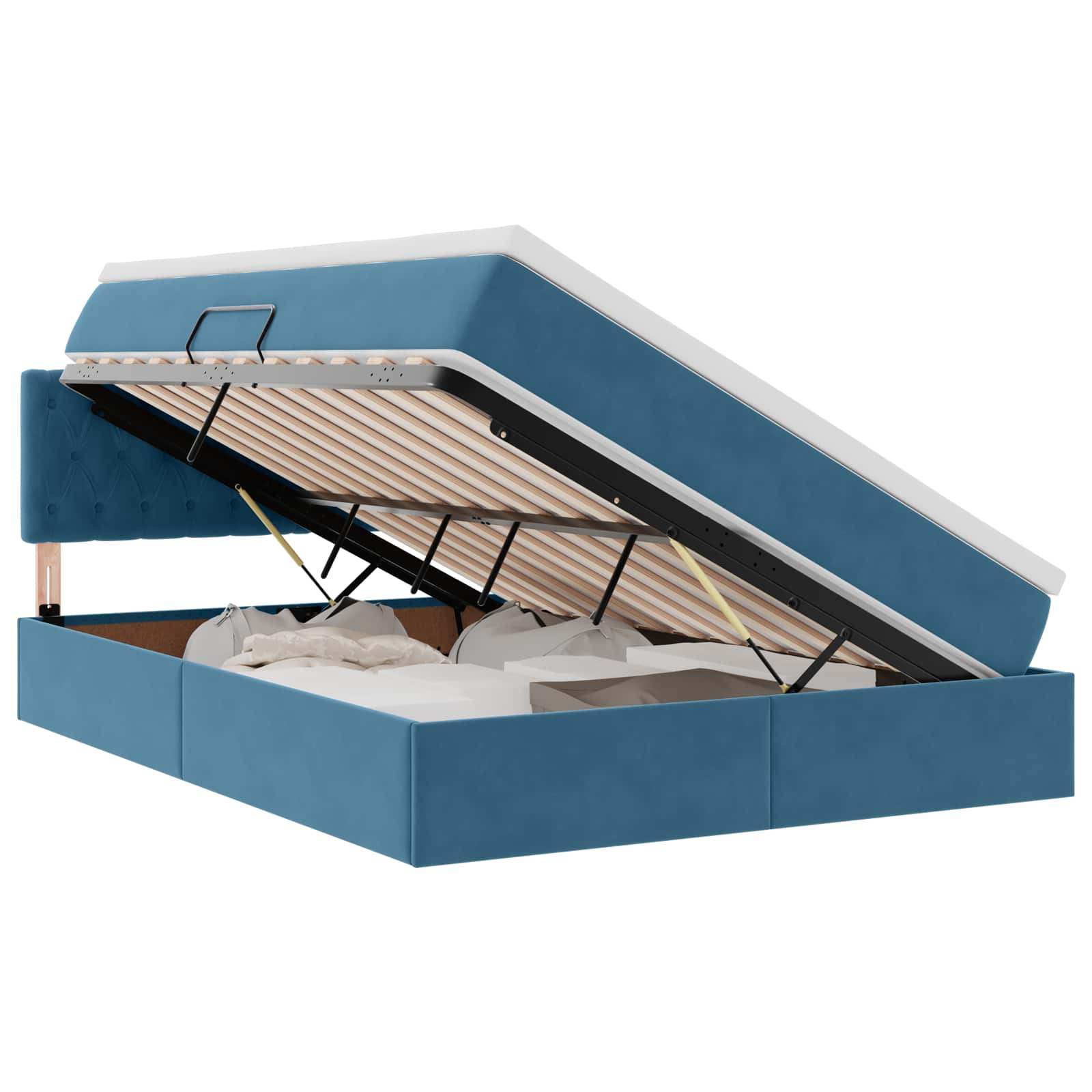 Lit de Rangement avec matelas Bleu foncé 140 x 200 cm Velours - XIOS