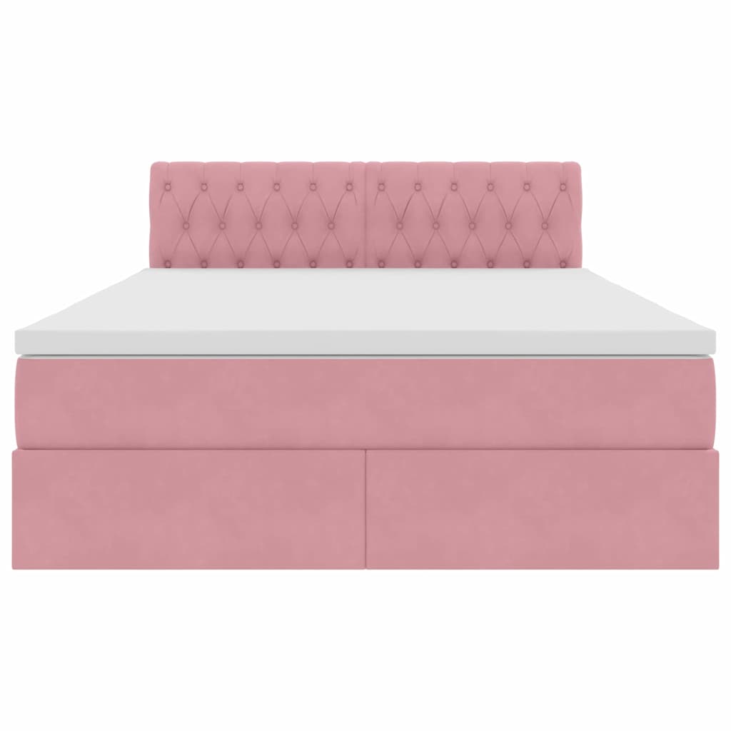 Lit de Rangement avec matelas Rose 140 x 200 cm Velours - XIOS