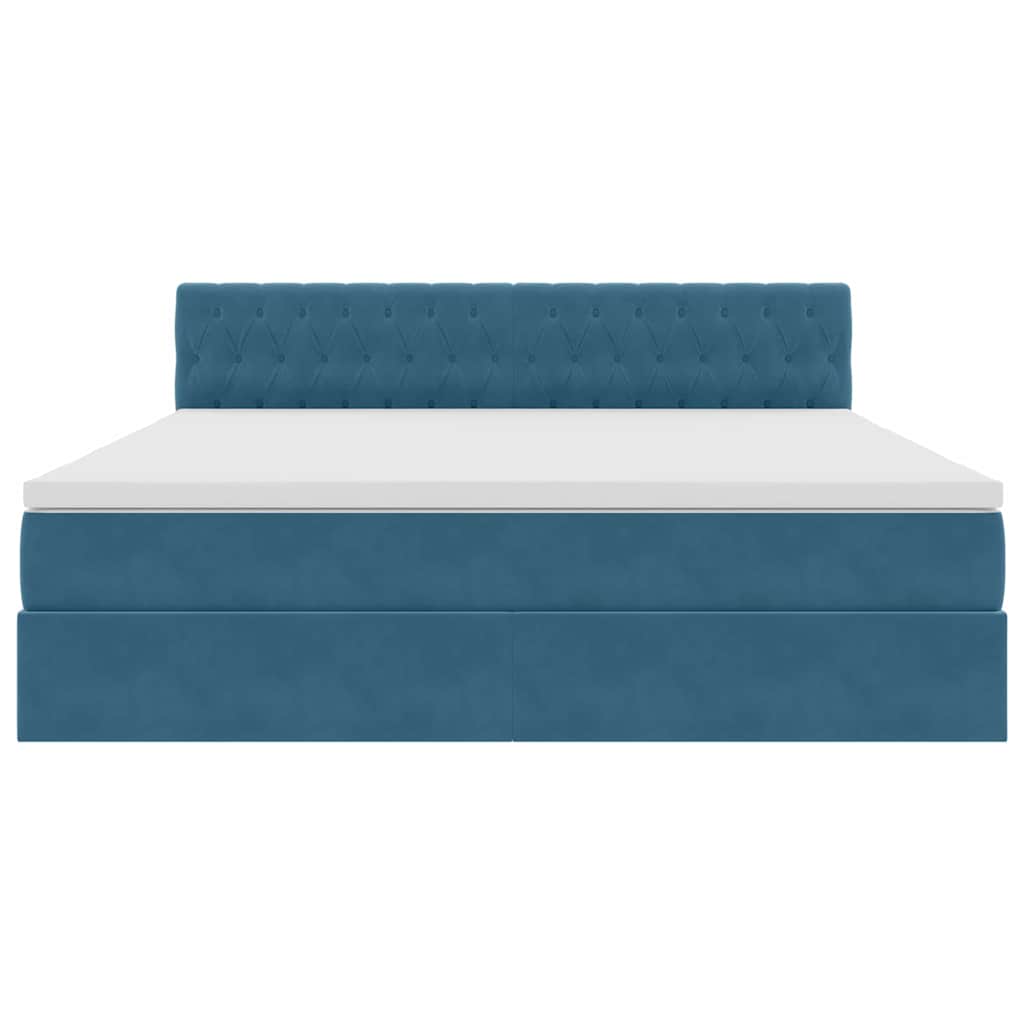 Lit de Rangement avec matelas Bleu foncé 160 x 200 cm Velours - XIOS
