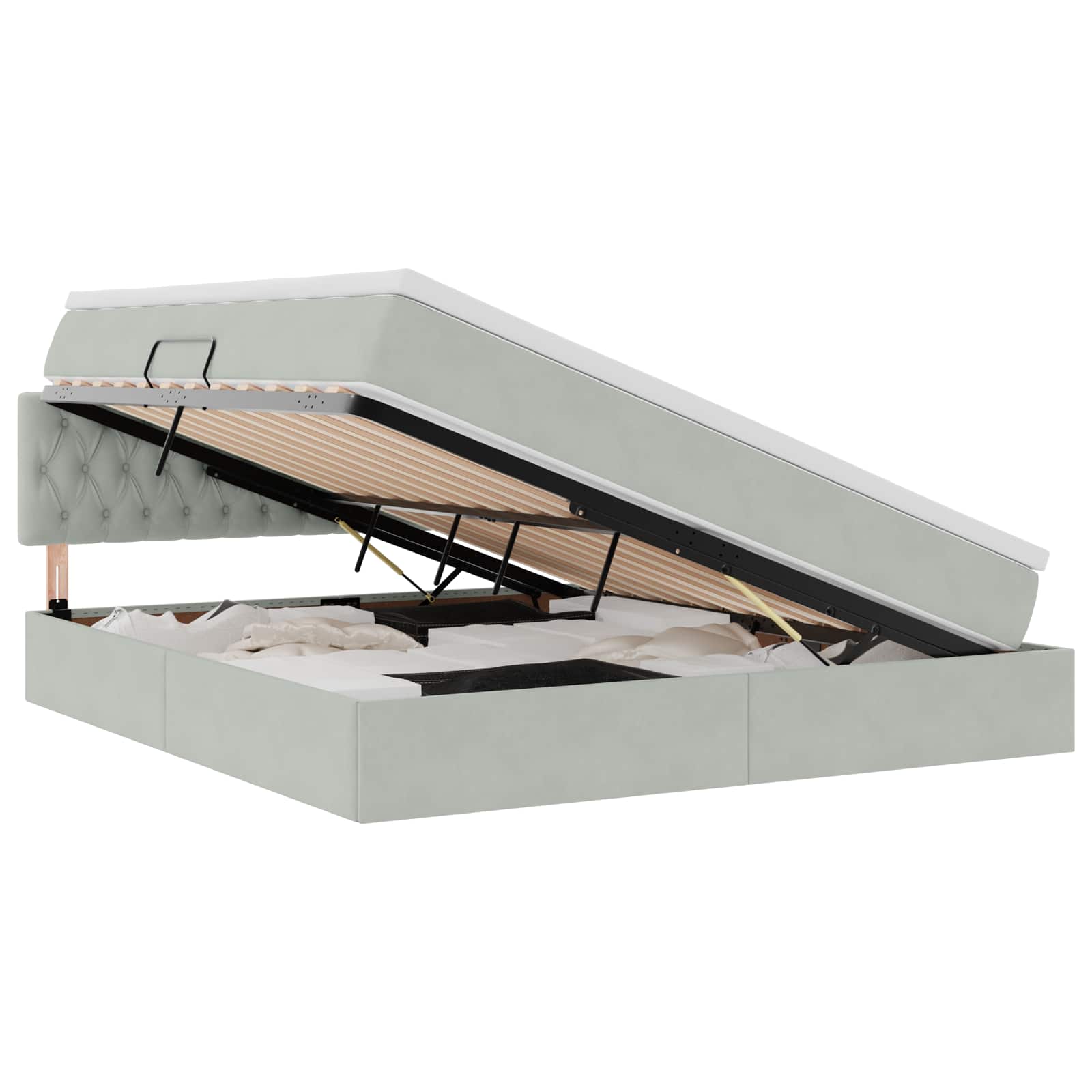 Lit de Rangement avec matelas Gris clair 180 x 200 cm Velours - XIOS