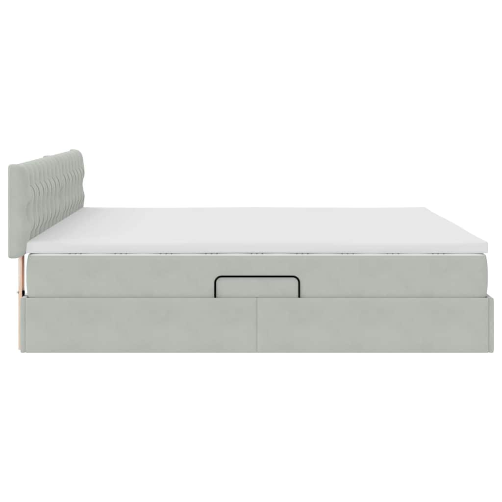 Lit de Rangement avec matelas Gris clair 180 x 200 cm Velours - XIOS