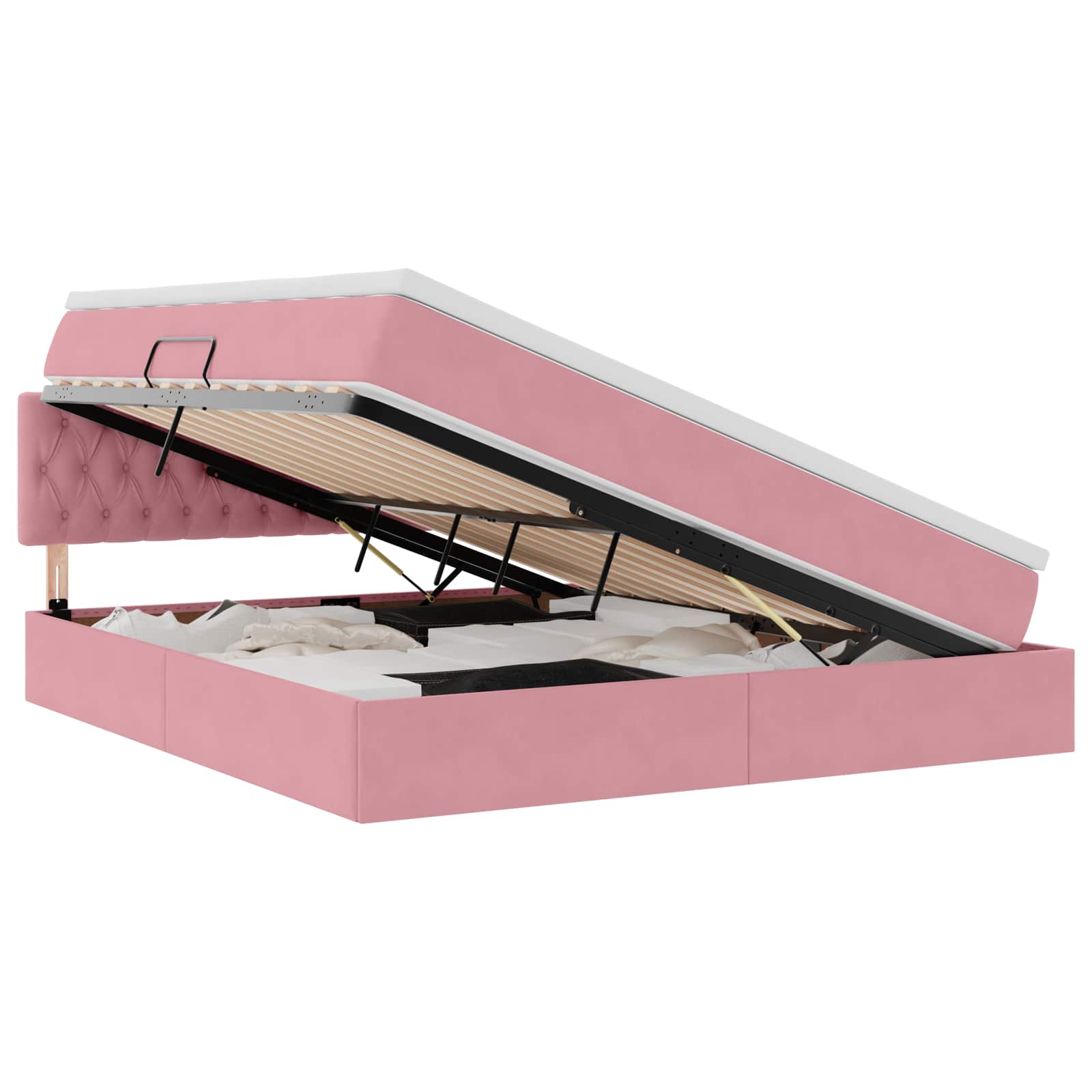 Lit de Rangement avec matelas Rose 180 x 200 cm Velours - XIOS