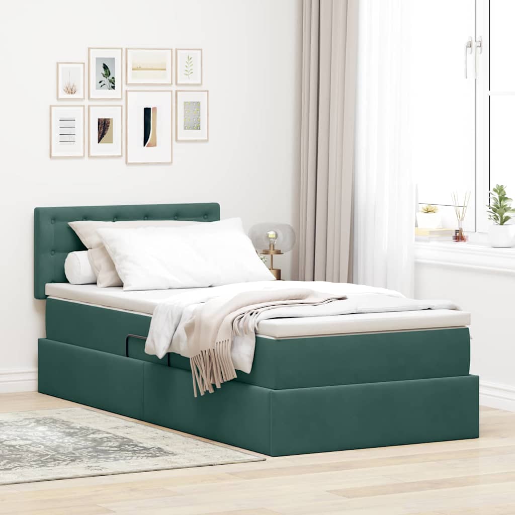 Lit de Rangement avec matelas Vert foncé 90 x 190 cm Velours - XIOS
