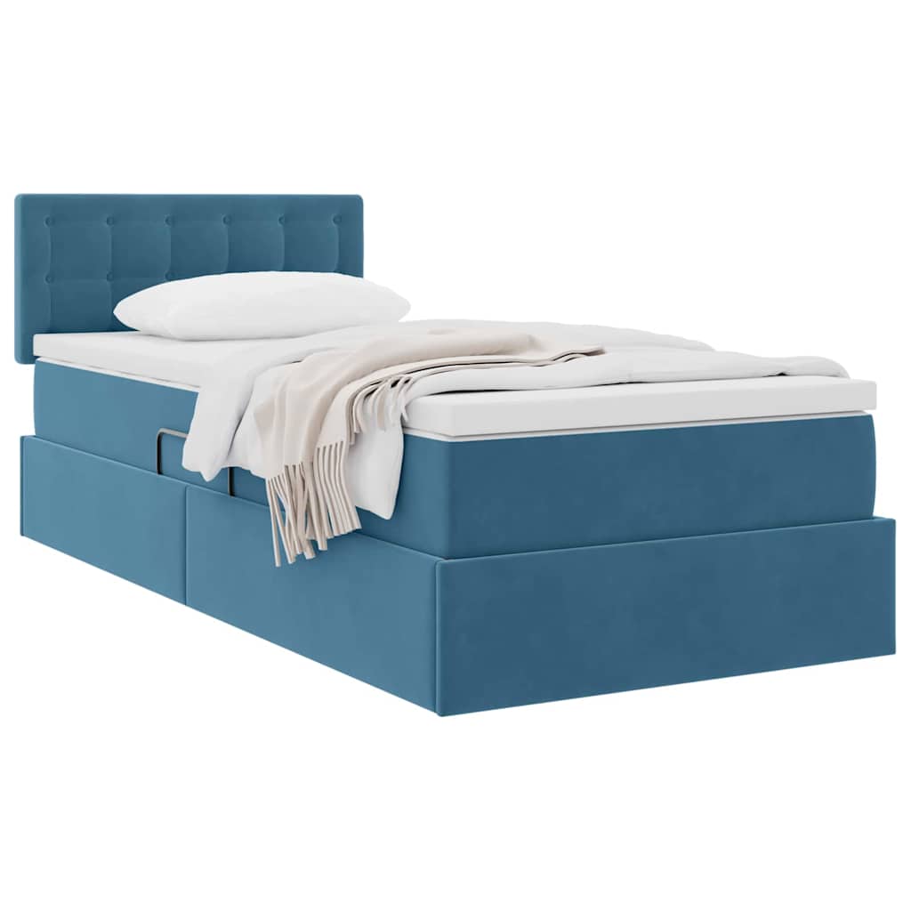 Lit de Rangement avec matelas Bleu foncé 90 x 190 cm Velours - XIOS