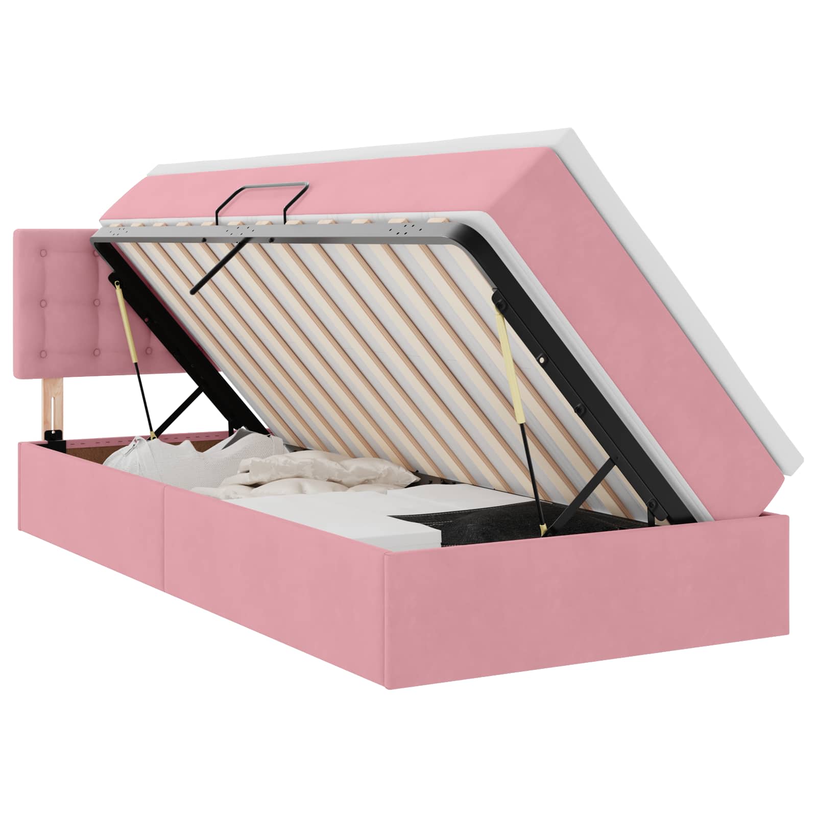 Lit de Rangement avec tête de lit Rose 90 x 190 cm Velours