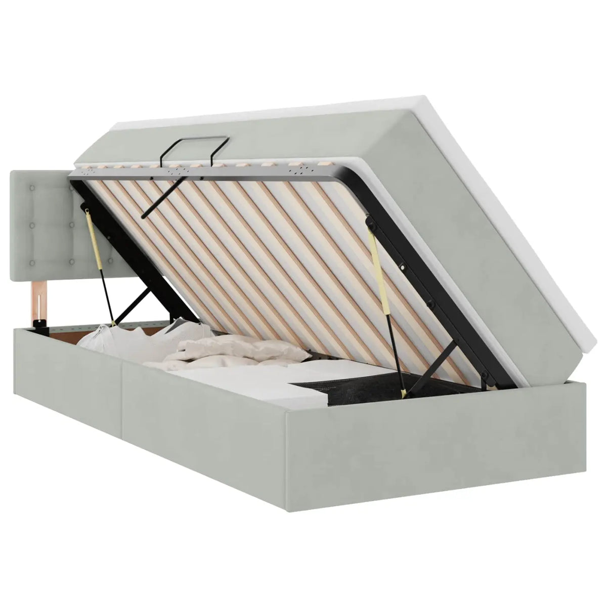 Lit de Rangement Gris clair 100 x 200 cm Velours - XIOS