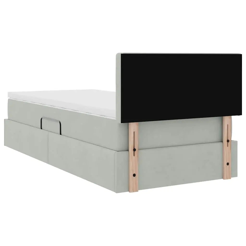 Lit de Rangement Gris clair 100 x 200 cm Velours - XIOS