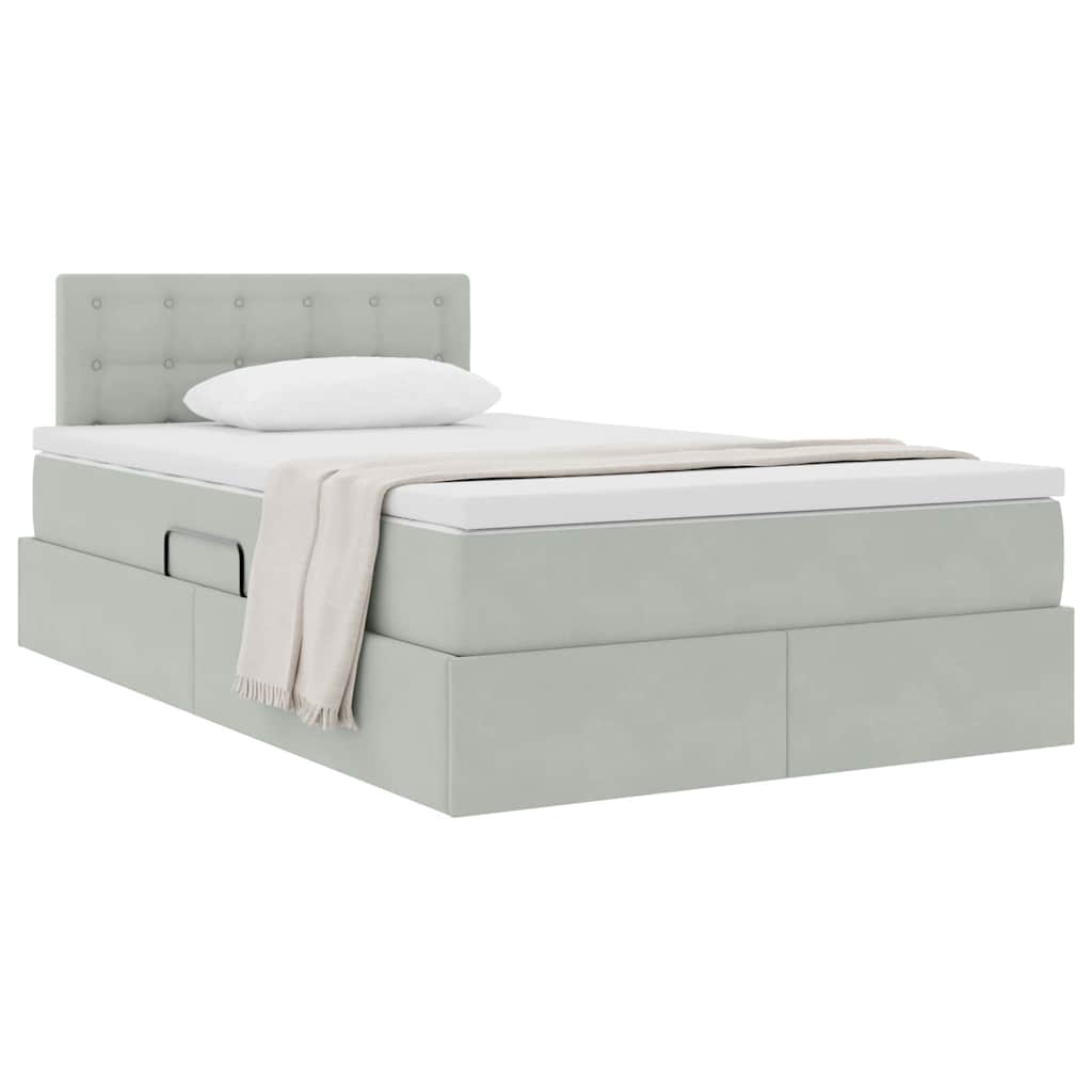 Lit de Rangement avec matelas Gris clair 120 x 190 cm Velours - XIOS