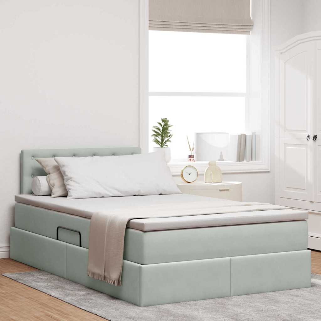 Lit de Rangement avec matelas Gris clair 120 x 200 cm Velours - XIOS